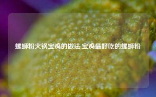 螺蛳粉火锅宝鸡的做法,宝鸡最好吃的螺蛳粉