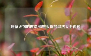 螃蟹火锅的做法,螃蟹火锅的做法大全视频