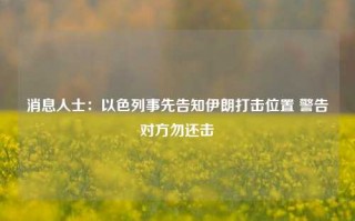 消息人士：以色列事先告知伊朗打击位置 警告对方勿还击