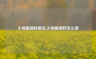 火锅面调料做法,火锅面调料怎么做