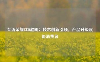 专访荣耀CEO赵明：技术创新引领，产品升级赋能消费者