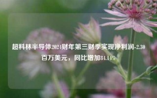 超科林半导体2024财年第三财季实现净利润-2.30百万美元，同比增加84.14%