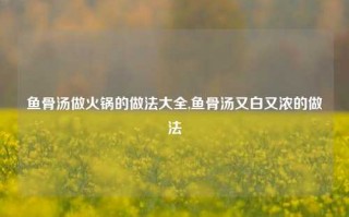 鱼骨汤做火锅的做法大全,鱼骨汤又白又浓的做法