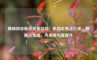 揭秘创业板投资者结构：机构交易占三成，持股占五成，外资参与度提升