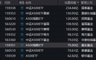 A500ETF上市满月！嘉实基金中证A500ETF（560510）最新规模70.8亿元同类倒数第三！仅比倒数第二泰康多0.2亿