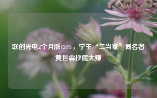 联创光电2个月涨131%，宁王“二当家”同名者黄世霖抄底大赚