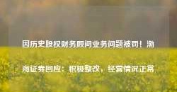 因历史股权财务顾问业务问题被罚！渤海证券回应：积极整改，经营情况正常