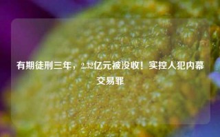 有期徒刑三年，2.32亿元被没收！实控人犯内幕交易罪