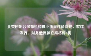 北交所出台保荐机构执业质量评价新规，欺诈发行、财务造假被立案将评C类