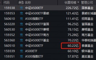 泰康基金中证A500ETF（560510）日均成交额4.58亿元同类倒数第一，规模60.22亿元位居上交所同类倒数第一