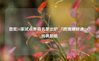 首批14家试点券商名单出炉 “跨境理财通2.0”扬帆起航