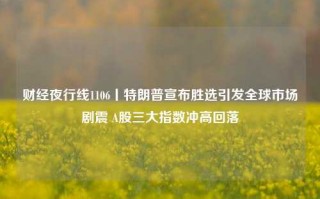 财经夜行线1106丨特朗普宣布胜选引发全球市场剧震 A股三大指数冲高回落