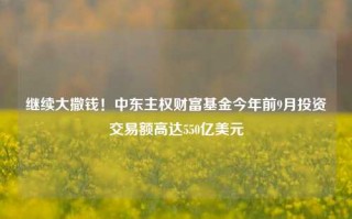 继续大撒钱！中东主权财富基金今年前9月投资交易额高达550亿美元