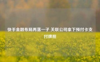 快手金融布局再落一子 关联公司拿下预付卡支付牌照