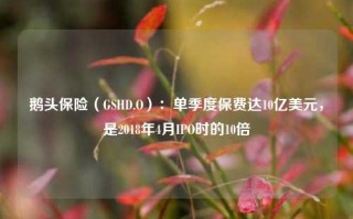 鹅头保险（GSHD.O）：单季度保费达10亿美元，是2018年4月IPO时的10倍