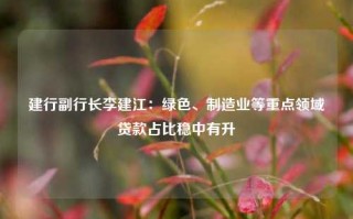 建行副行长李建江：绿色、制造业等重点领域贷款占比稳中有升