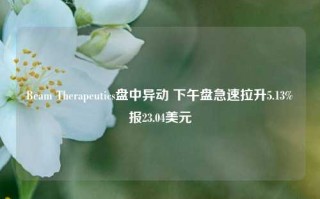 Beam Therapeutics盘中异动 下午盘急速拉升5.13%报23.04美元