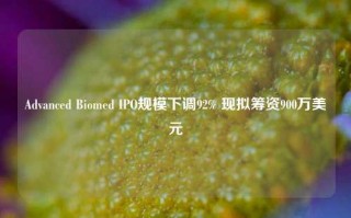 Advanced Biomed IPO规模下调92% 现拟筹资900万美元