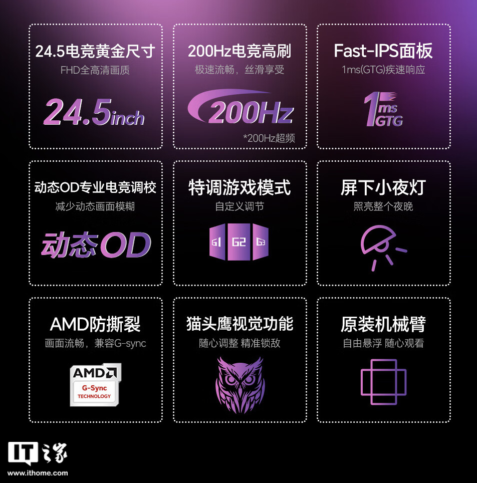 盛色“N50 Pro 5 机械臂版”24.5 英寸显示器首销：1080P 超频 200Hz，649 元-第3张图片-火锅网