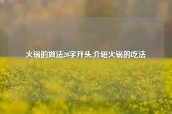 火锅的做法20字开头,介绍火锅的吃法-第1张图片-火锅网